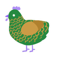 A viridian and gold chicken with a lace pattern