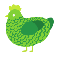 Limeaid, a grass and viridian chicken with a lace pattern