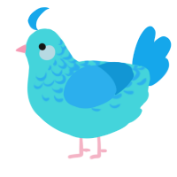 A aqua and sky chicken with a half-lace pattern