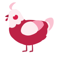 A crimson and rose chicken with a head pattern