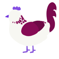 A white and wine chicken with a neck-speckle pattern