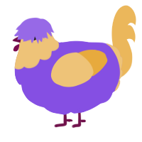 A blurple and honey chicken with a head pattern