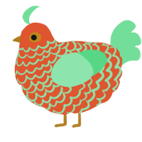 A vermilion and spring chicken with a lace pattern
