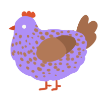 A lilac and brown chicken with a speckle pattern