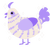 Indigo, a cream and lilac chicken with a bar pattern