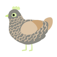 Apple, a ash and beige chicken with a lace pattern