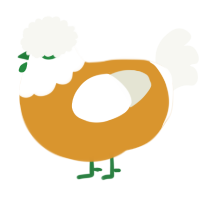 A orange and white chicken with a head pattern