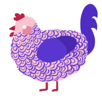 A rose and indigo chicken with a double-lace pattern