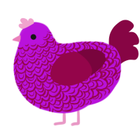 A amethyst and maroon chicken with a double-lace pattern