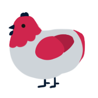 berry, a mist and crimson chicken with a head pattern