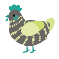 A grey and lemon chicken with a bar pattern