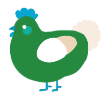 A viridian and cream chicken