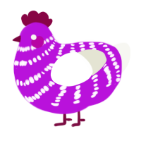 A amethyst and white chicken with a bar pattern