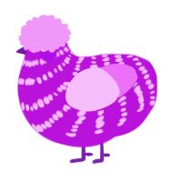A amethyst and lavender chicken with a bar pattern