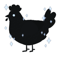 A black chicken with a lace pattern