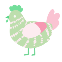 A gluppy and rose chicken with a bar pattern