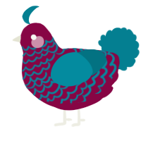 A maroon and sea chicken with a lace pattern