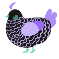 A sable and lilac chicken with a lace pattern