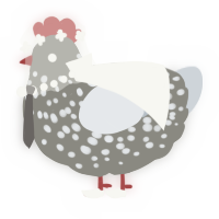 A ash and mist chicken with a speckle pattern