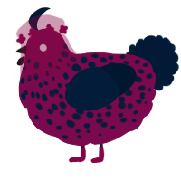 A wine and tumblr chicken with a speckle pattern
