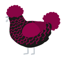 A sable and maroon chicken with a lace pattern