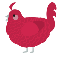 A crimson chicken with a lace pattern