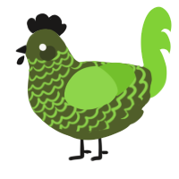 A olive and grass chicken with a lace pattern