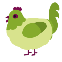 A lemon and chartreuse chicken with a head pattern