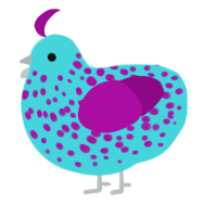 A aqua and plum chicken with a speckle pattern