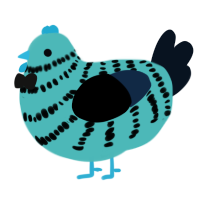 A red and cream chicken with a bar pattern