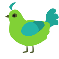 A grass and turquoise chicken