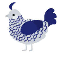 A mist and navy chicken with a lace pattern