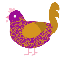 A plum and ochre chicken with a double-lace pattern