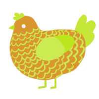 A orange and lime chicken with a lace pattern