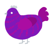 Rhodolite, a violet and plum chicken with a bar pattern