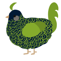 A tumblr and chartreuse chicken with a double-lace pattern