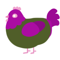 A olive and plum chicken with a head pattern