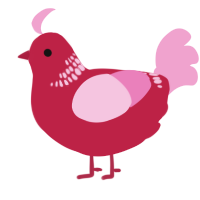 A crimson and pink chicken with a neck-band pattern