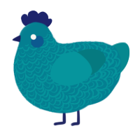 A sea and teal chicken with a double-lace pattern