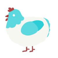 A white and aqua chicken with a head pattern