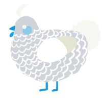 A mist and white chicken with a lace pattern