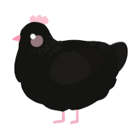 A black and sable chicken with a neck-speckle pattern