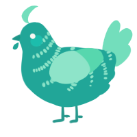 A turquoise and mint chicken with a half-bar pattern