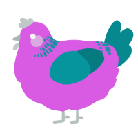A orchid and teal chicken with a neck-band pattern