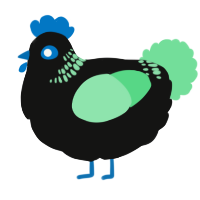 A black and spring chicken with a neck-band pattern