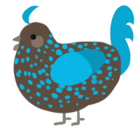 A bark and cerulean chicken with a speckle pattern