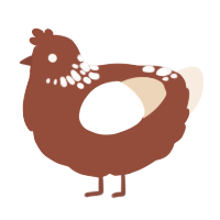 A russet and cream chicken with a neck-speckle pattern