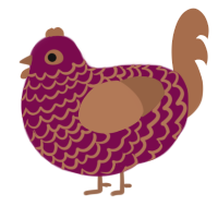 A wine and brown chicken with a lace pattern