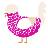 A fuchsia and cream chicken with a lace pattern