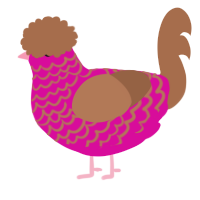 A fuchsia and brown chicken with a lace pattern